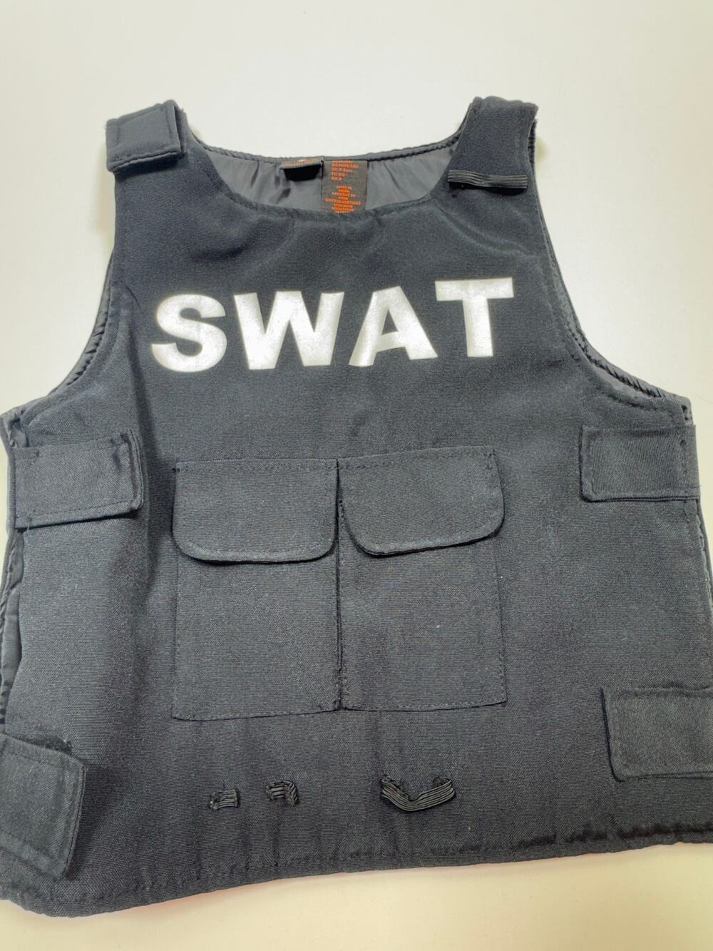 Halloween Costume Kids Sz M (7-8) Authentic Black Swat Vest & Jumpsuit